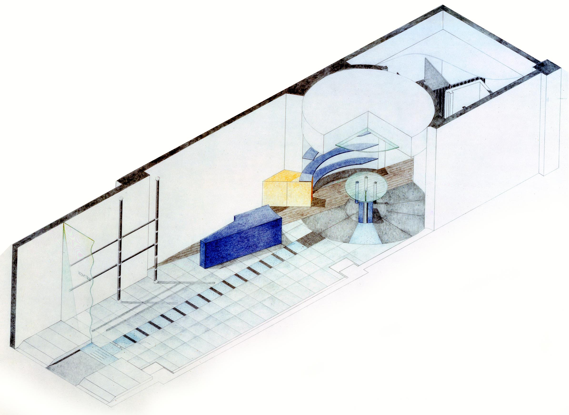 Coloured isometric drawing